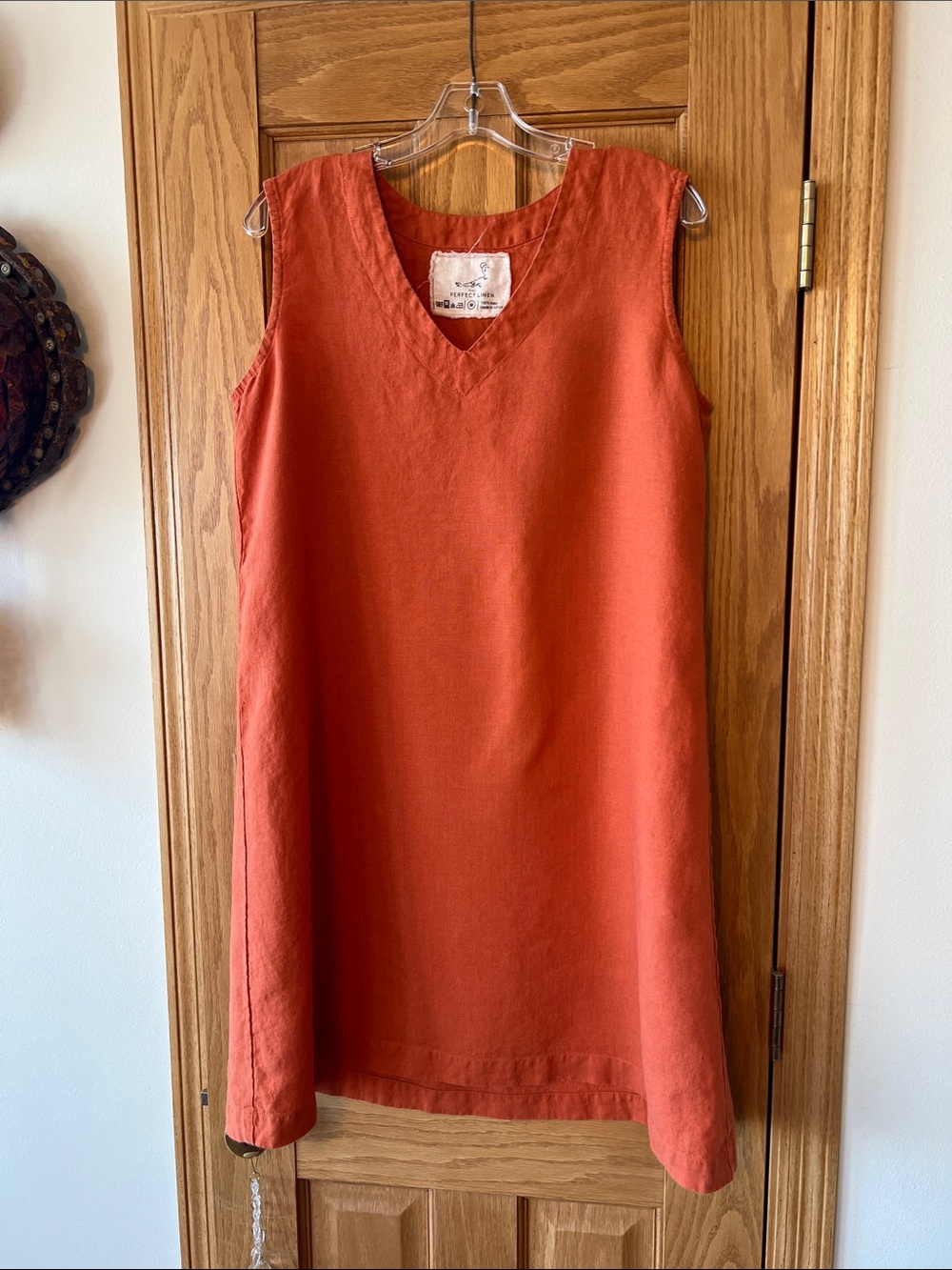 Not Perfect Linen V-Neck Sheath Dress